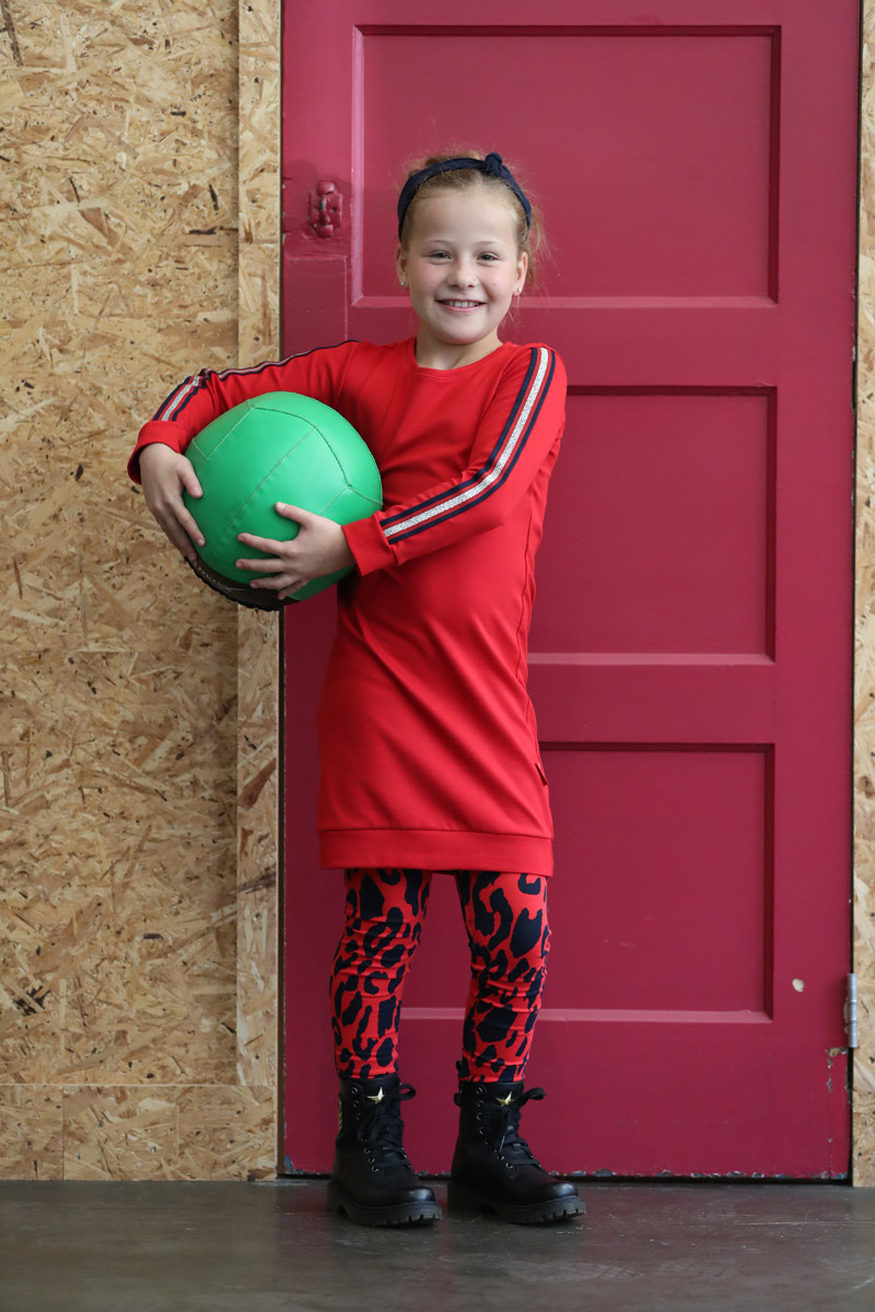 Legging luipaard rood/blauw   1