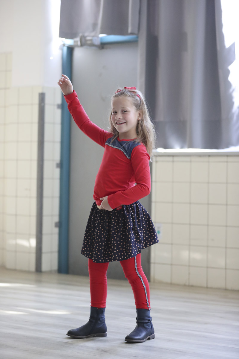 Legging rood/blauw randje   1