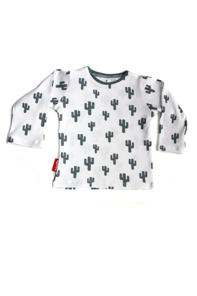 Shirt met cactus wit/groen   1