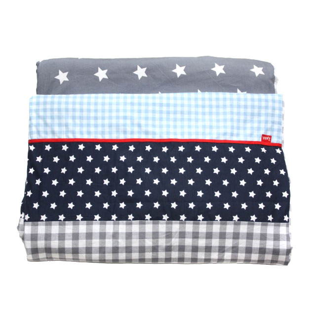 Sprei donkerblauw/lichtblauw/grijs 